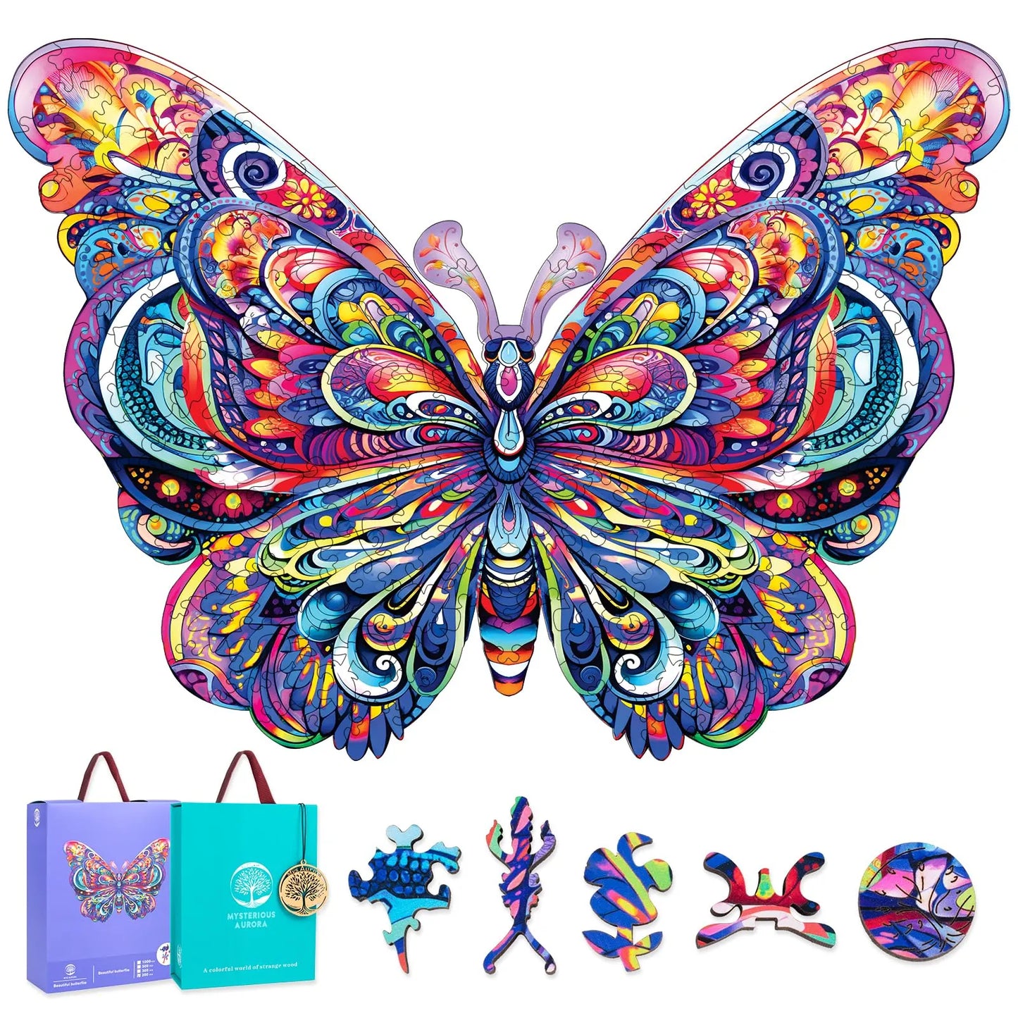 Butterfly wooden jigsaw puzzle for adults with unique shaped pieces