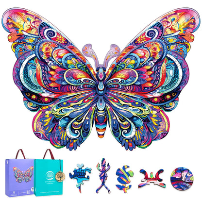 Butterfly wooden jigsaw puzzle for adults with unique shaped pieces