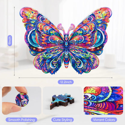 Whimsical wooden jigsaw puzzle – graceful butterfly design