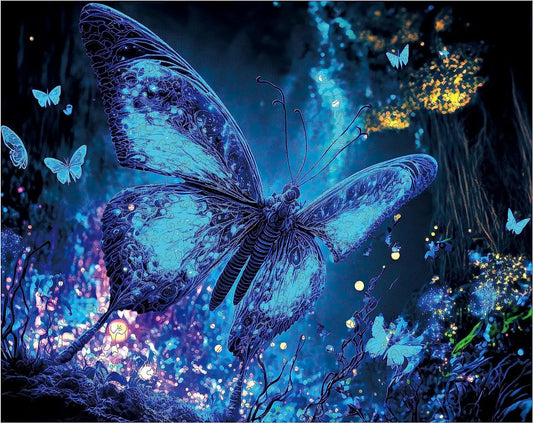 Fluorescent butterfly wooden jigsaw puzzle for adults with unique shaped pieces