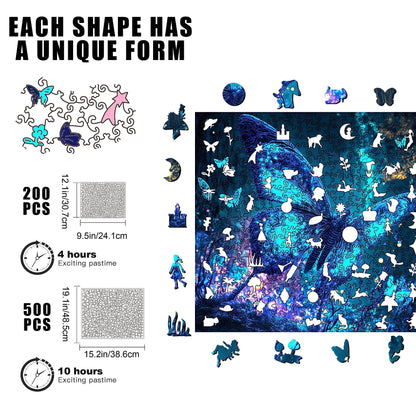 Wooden jigsaw puzzle gift – glowing butterfly design