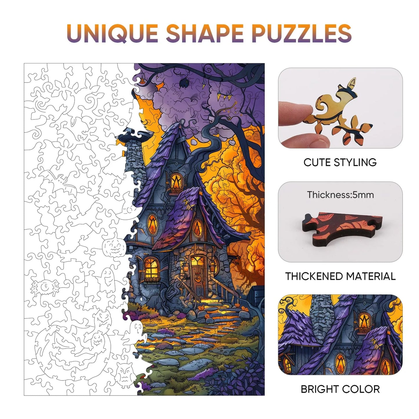 Whimsical wooden jigsaw puzzle – fairytale castle design