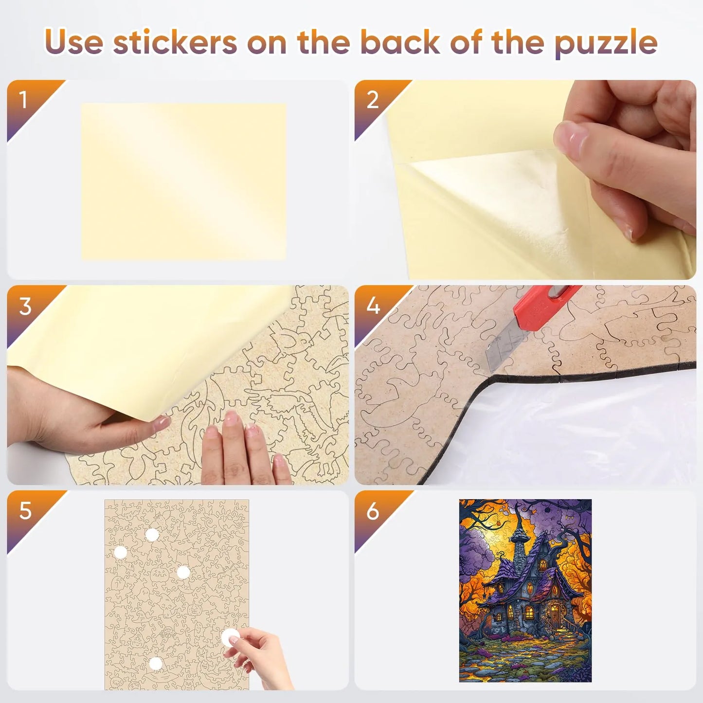 Castle wooden puzzle with laser-cut wood pieces