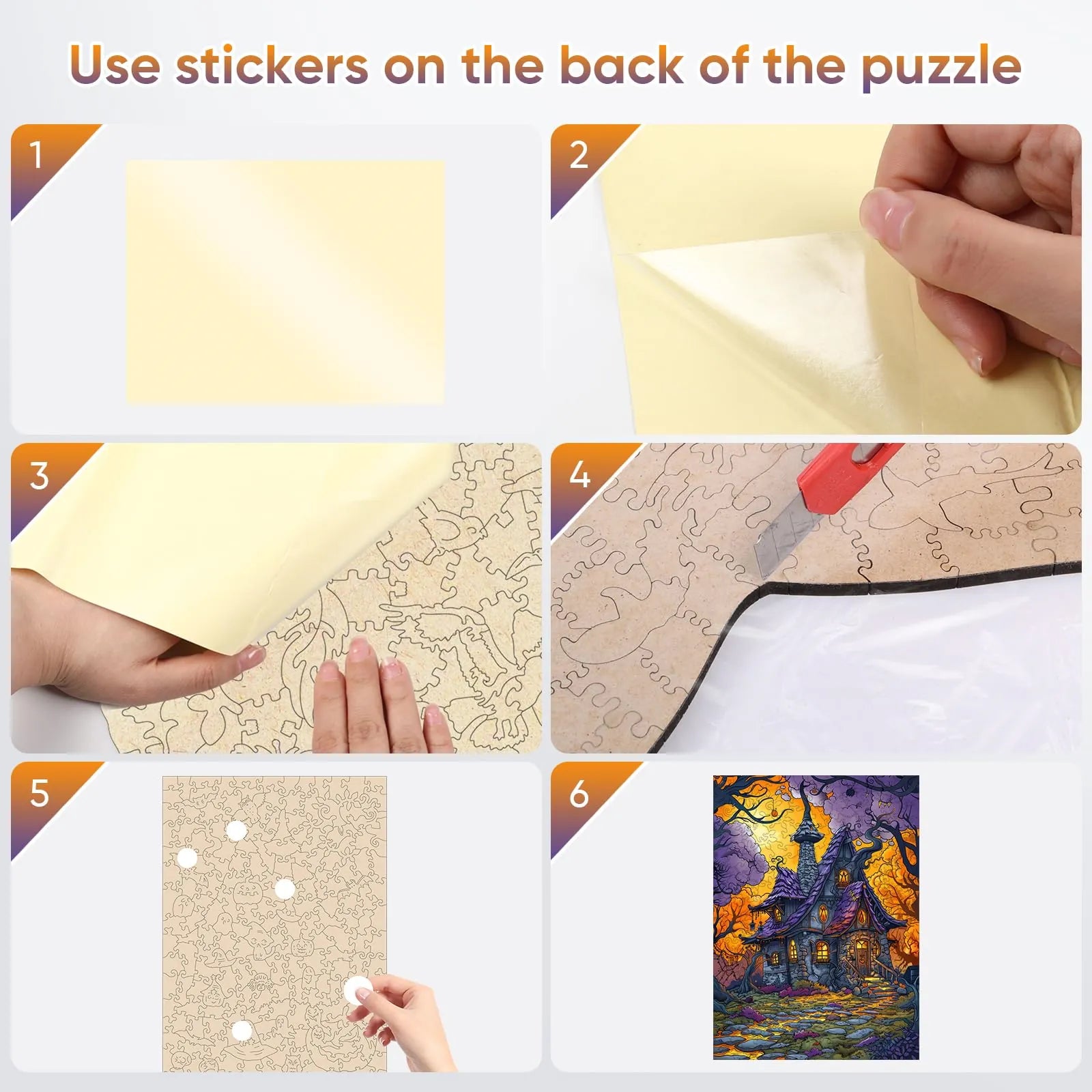 Castle wooden puzzle with laser-cut wood pieces