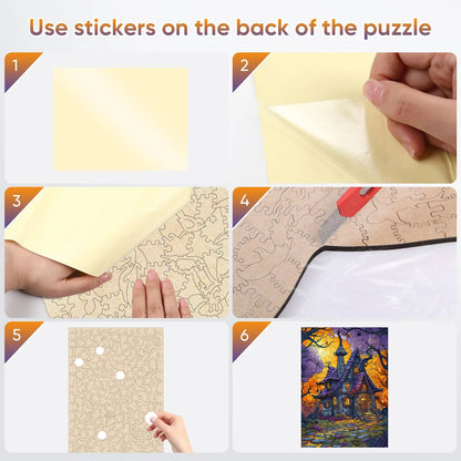 Castle wooden puzzle with laser-cut wood pieces