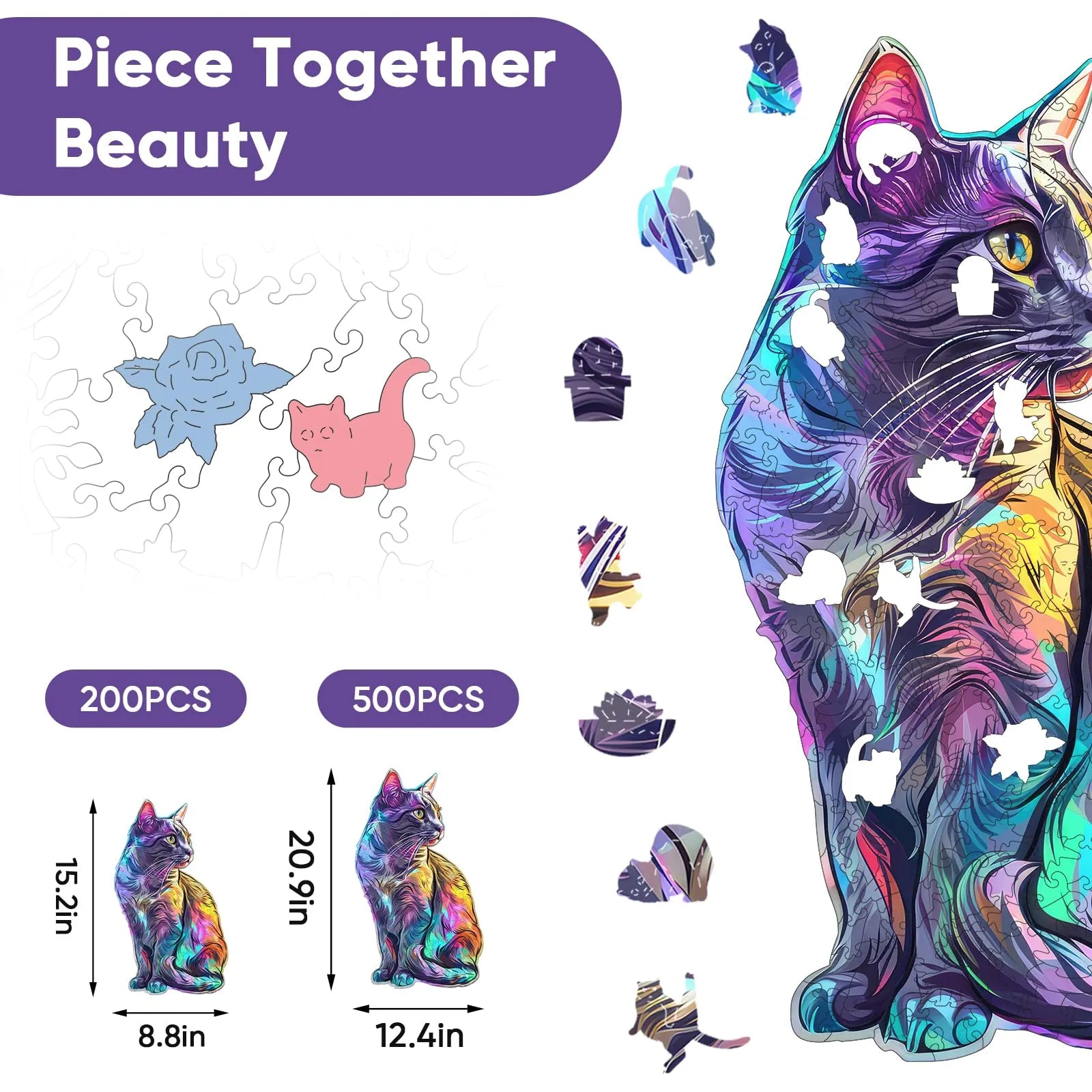 Wooden jigsaw puzzle gift – cat lover design