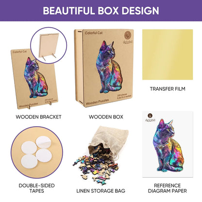 Cat design wooden jigsaw puzzle for adults