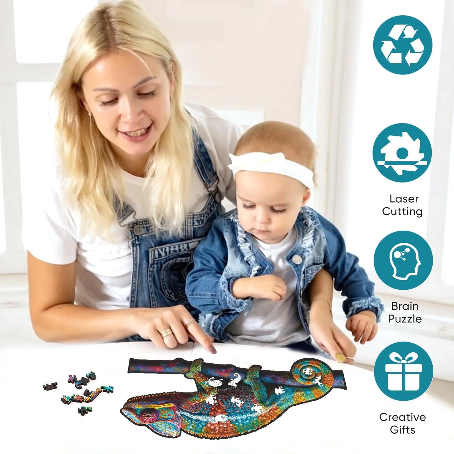 Chameleon II wood puzzle for adults – 200 and 500 piece options