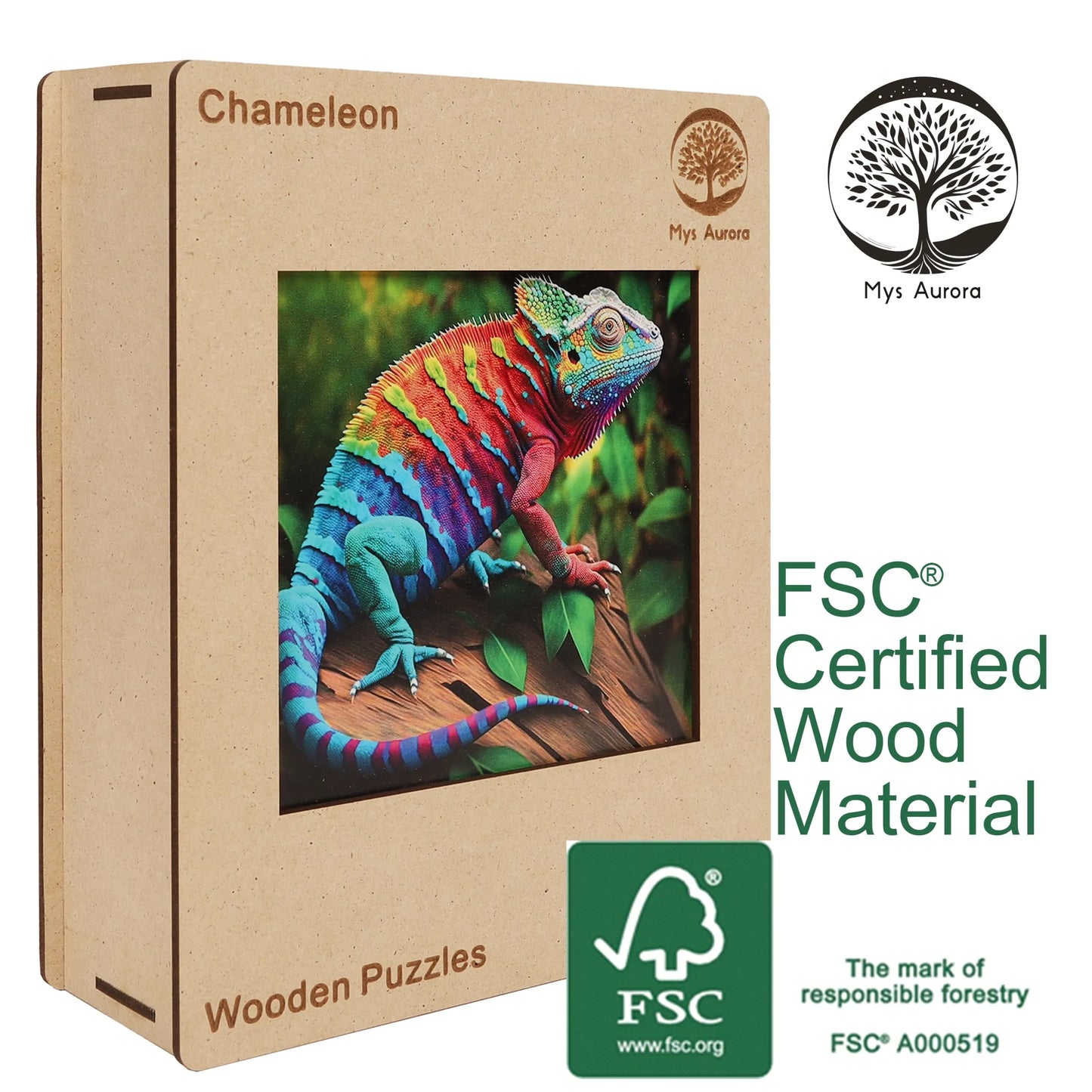 Chameleon design wooden jigsaw puzzle for adults
