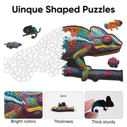 Wooden jigsaw puzzle gift – Chameleon II design