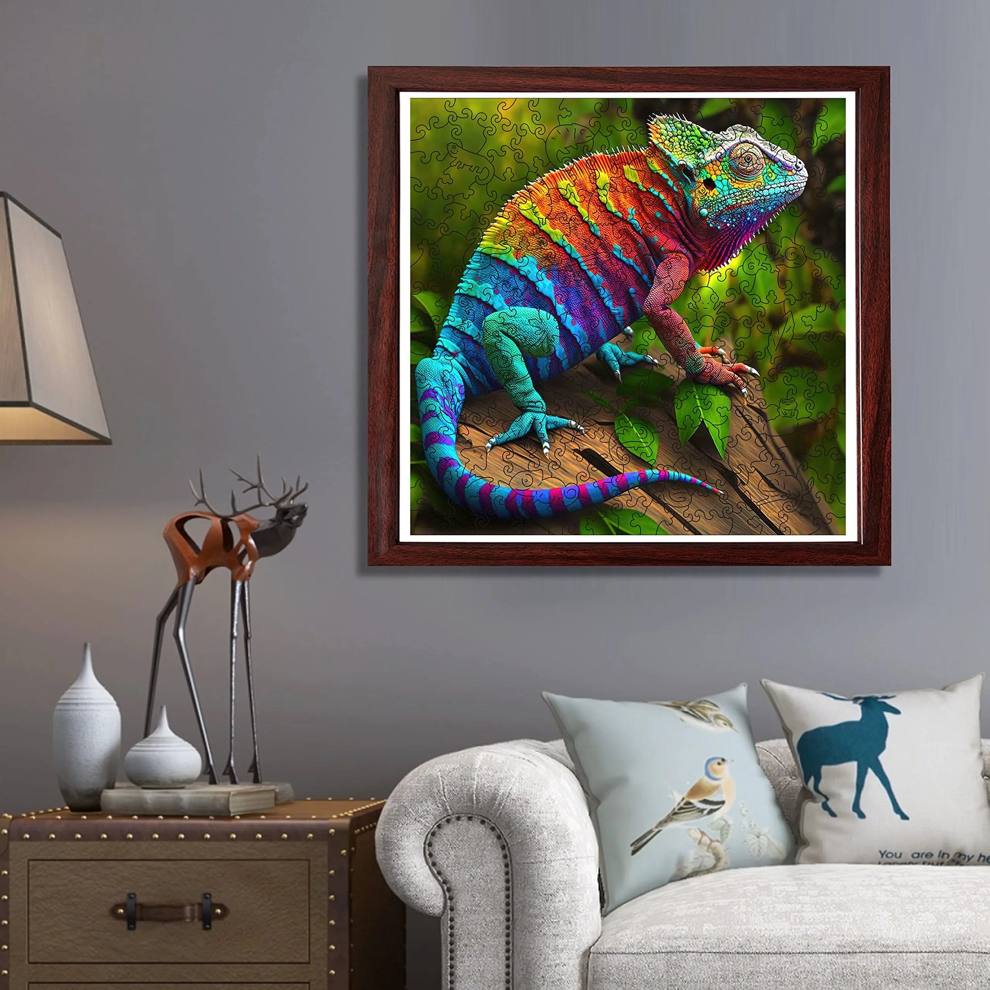 Reptile wooden jigsaw puzzle – chameleon design by WoodAha