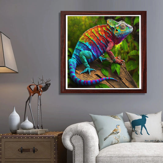 Reptile wooden jigsaw puzzle – chameleon design by WoodAha