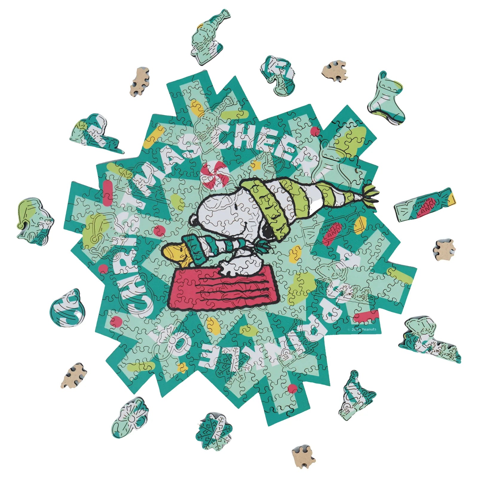 Officially licensed Snoopy Christmas Cheer wooden jigsaw puzzle
