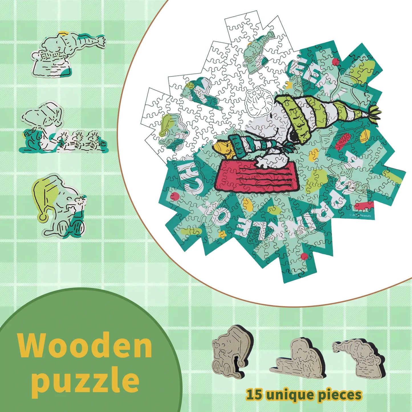 Licensed Peanuts wooden jigsaw puzzle – Christmas Cheer