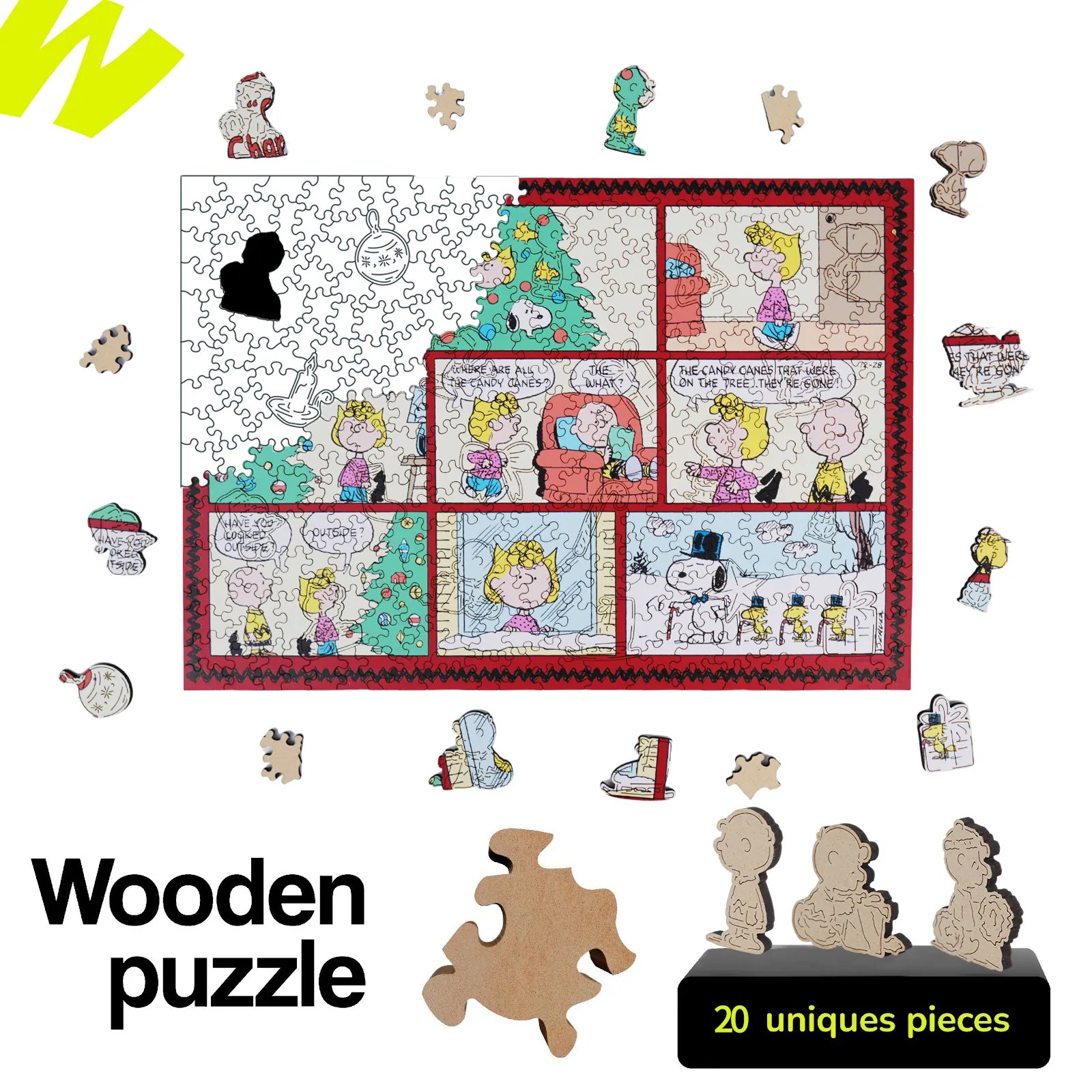 Licensed Peanuts wooden jigsaw puzzle – Christmas Comic