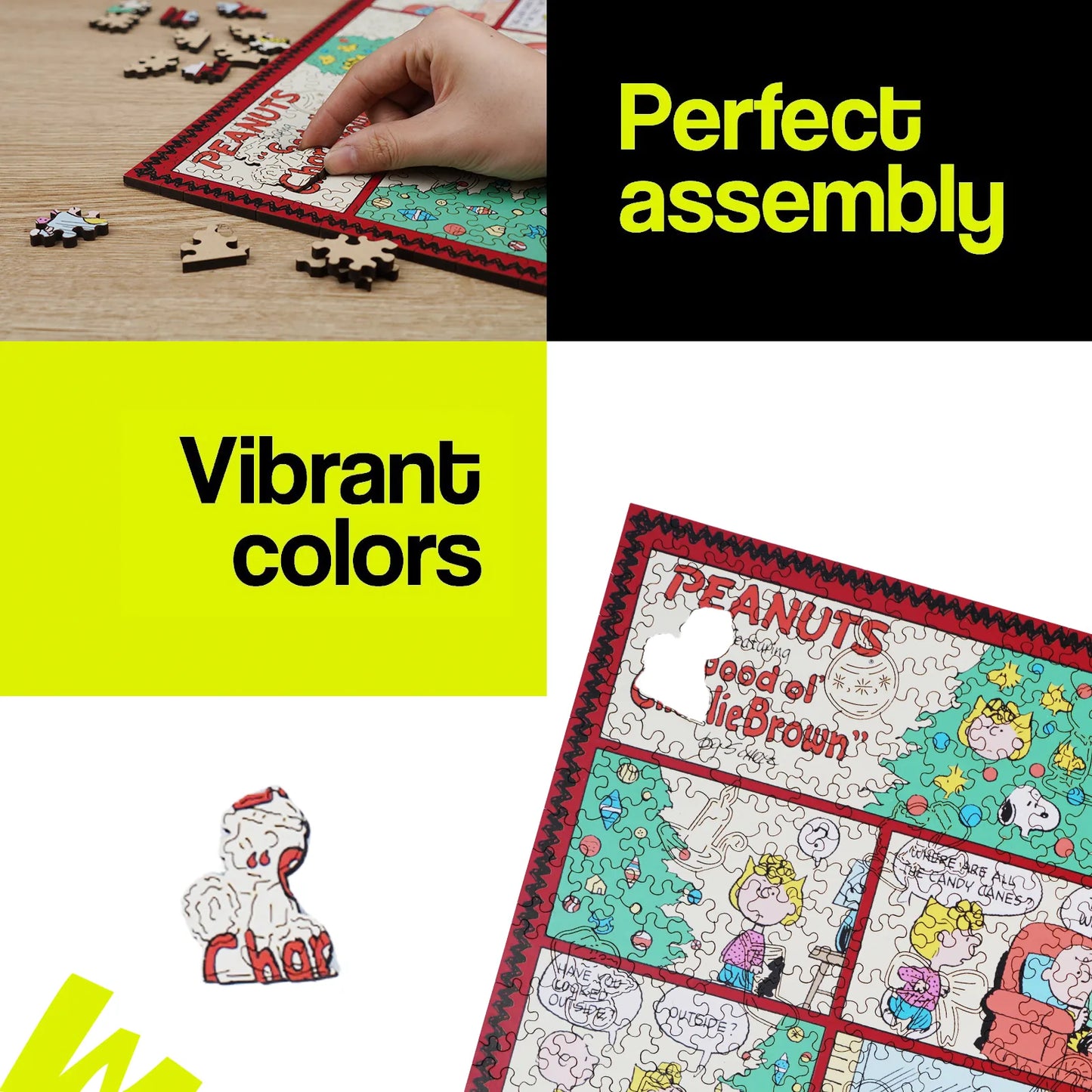 Snoopy Christmas Comic wooden puzzle with 5mm laser-cut pieces
