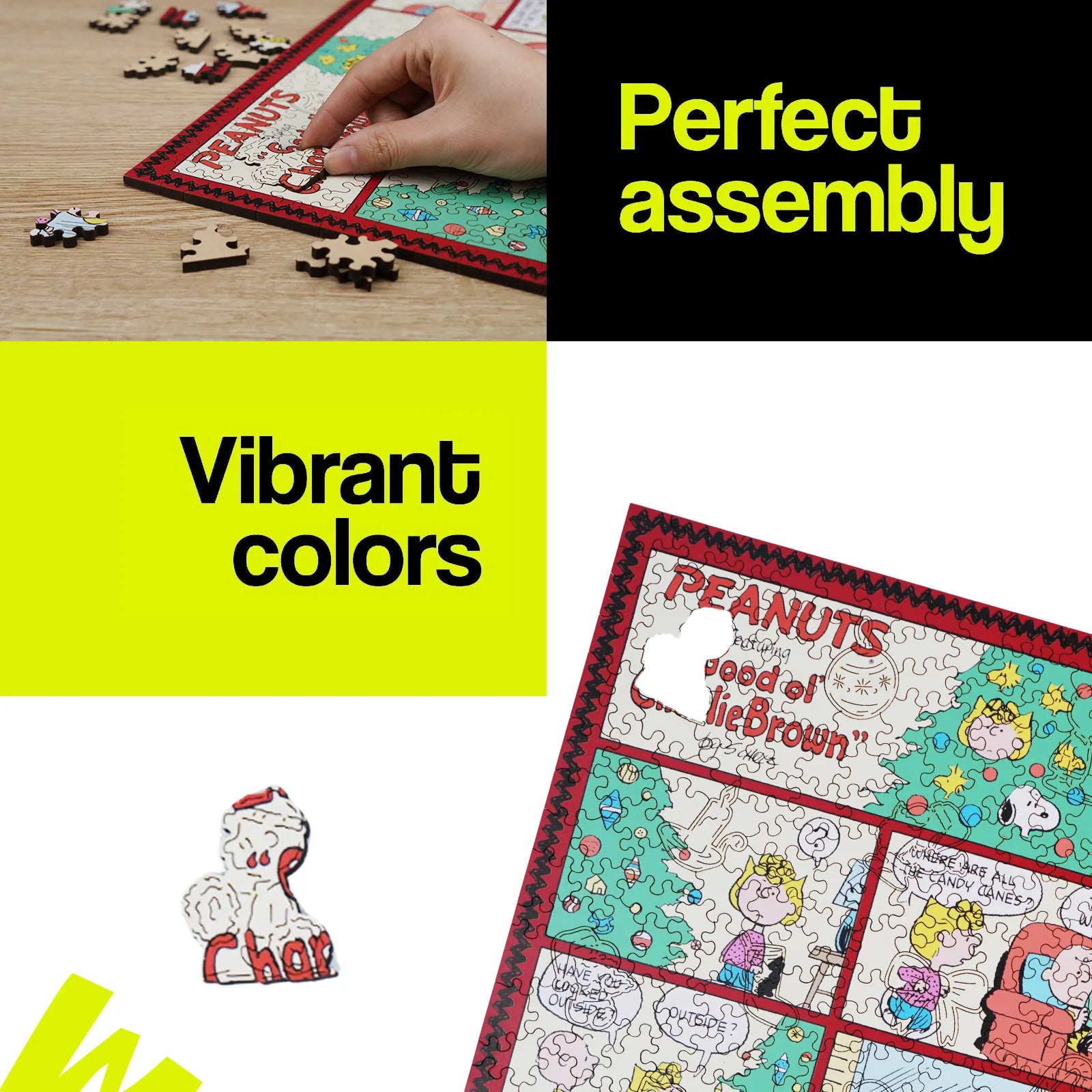 Snoopy Christmas Comic wooden puzzle with 5mm laser-cut pieces