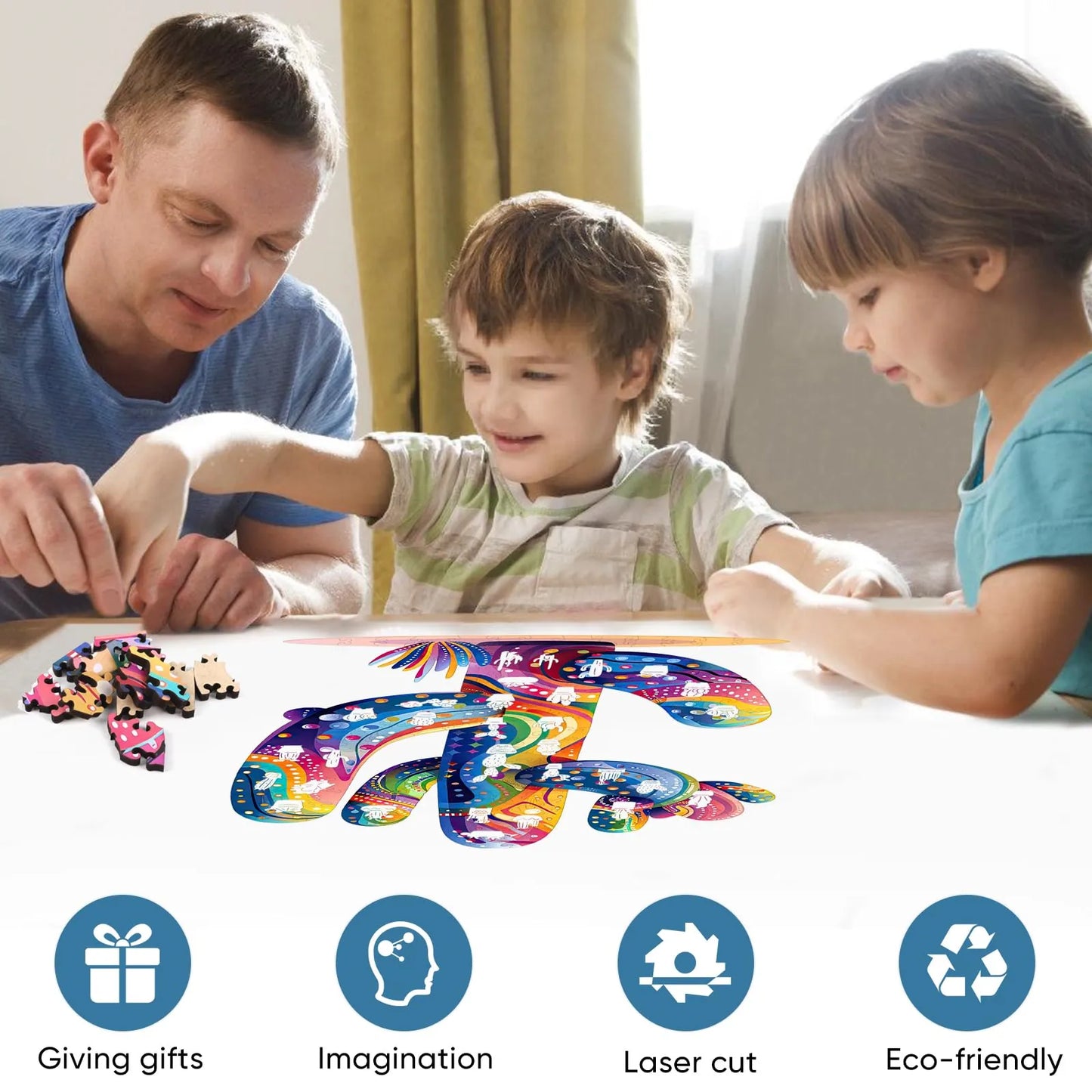 Colorful cactus wood puzzle for adults – 200 and 500 piece options
