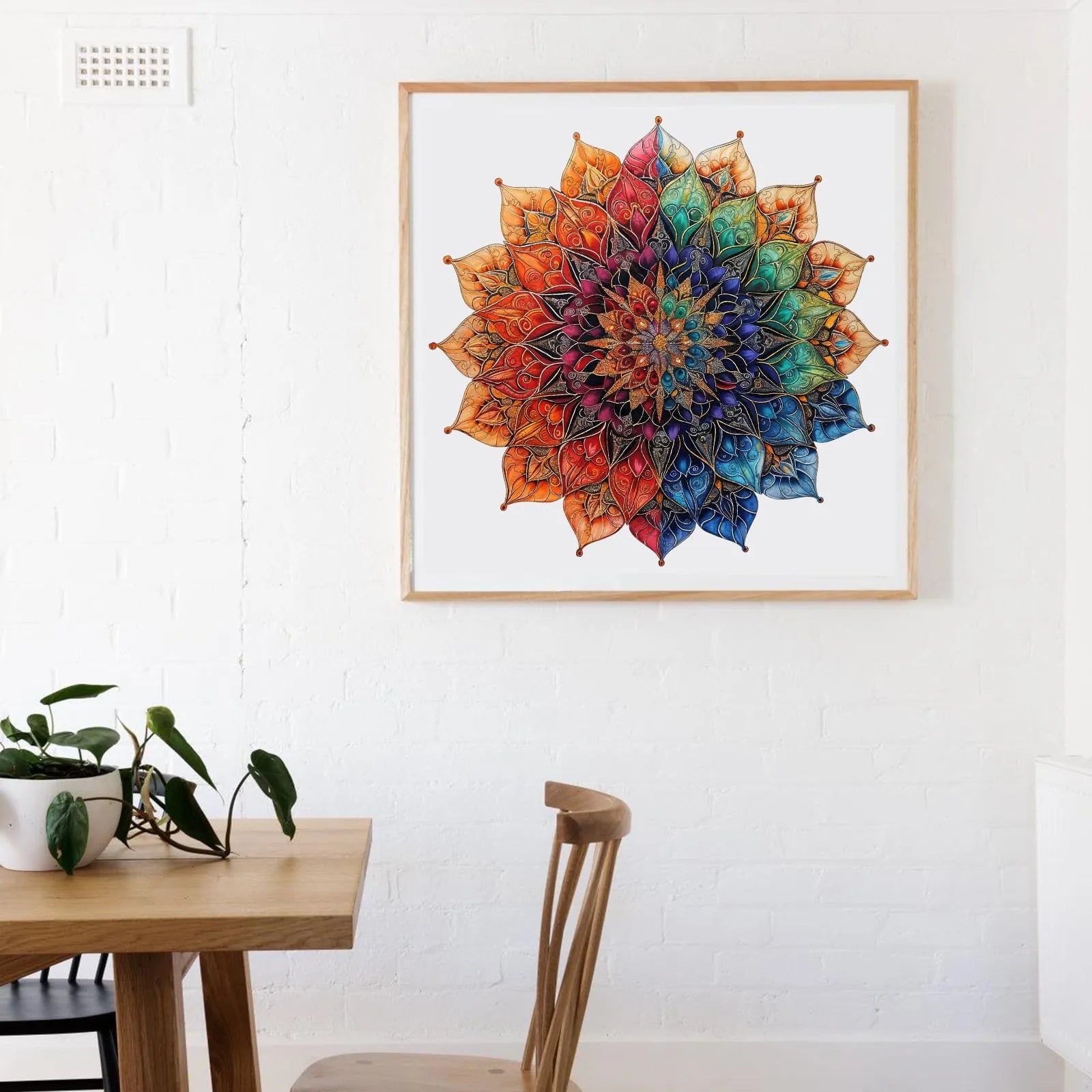 Meditative wooden jigsaw puzzle – colorful mandala design by WoodAha
