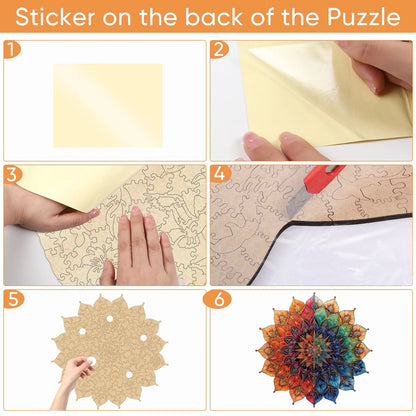 Wooden jigsaw puzzle gift – mandala meditative design