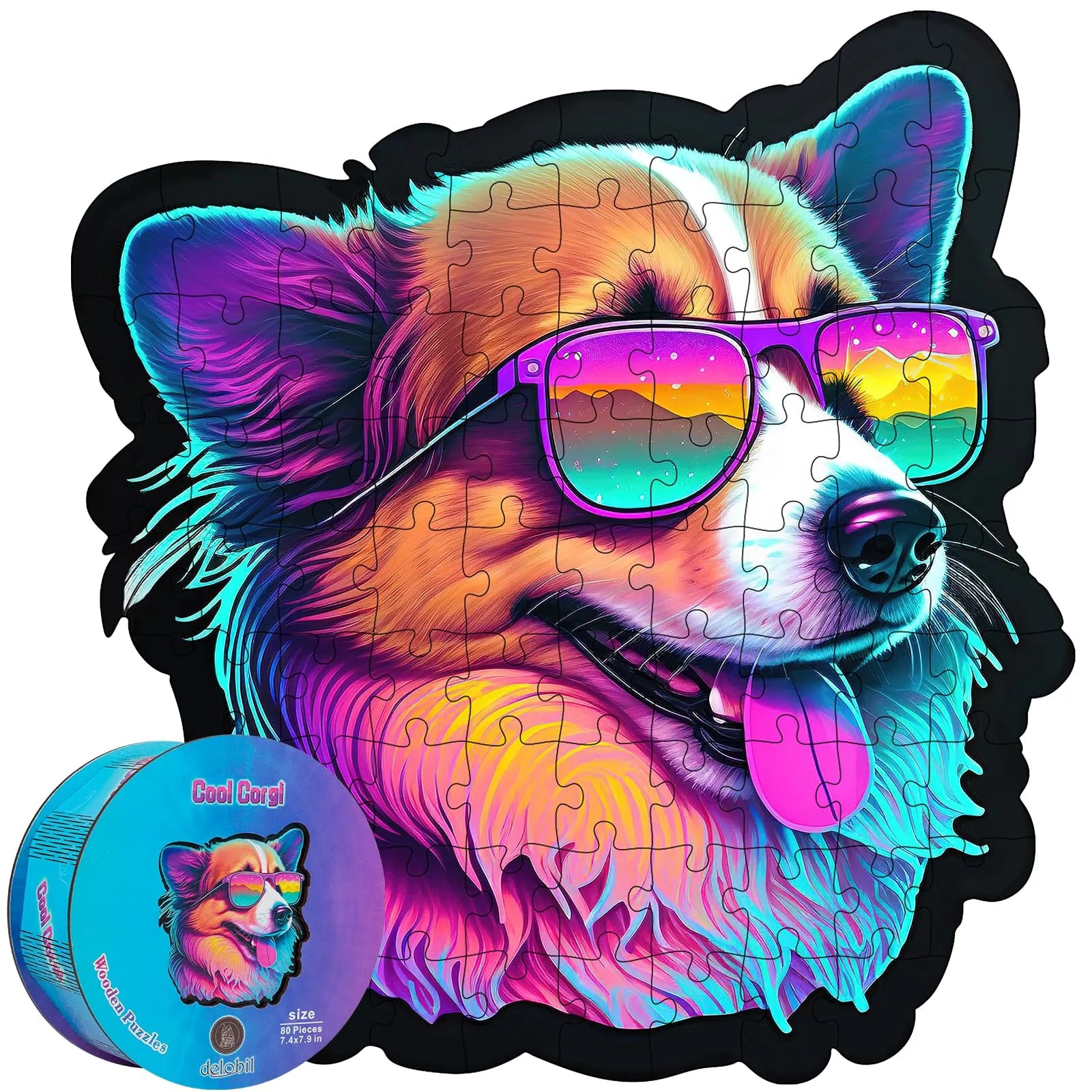 Cool corgi wooden jigsaw puzzle for adults with unique shaped pieces