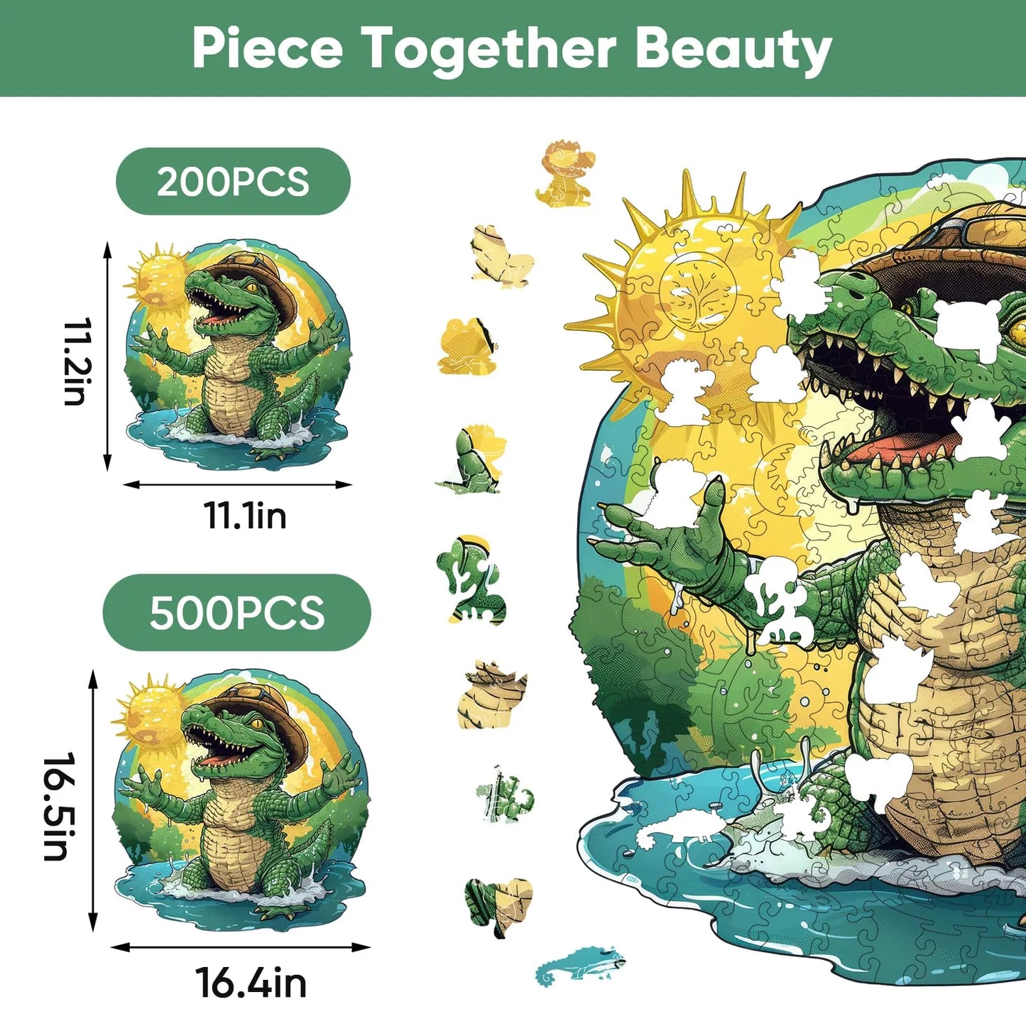 Wooden jigsaw puzzle gift – crocodile wildlife design