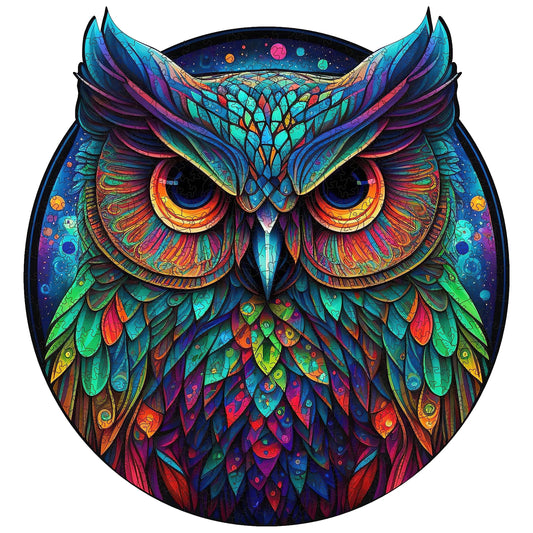 Cute owl wooden jigsaw puzzle for adults and kids with unique shaped pieces