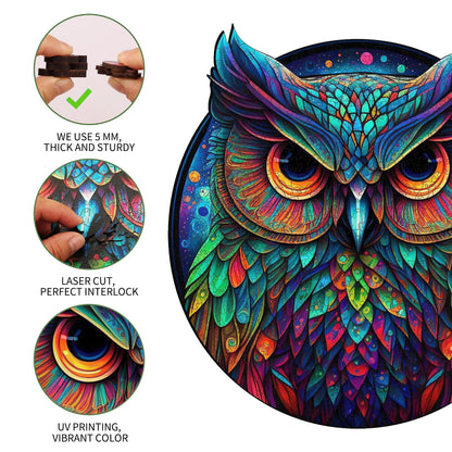 Whimsical wooden jigsaw puzzle – cute owl design