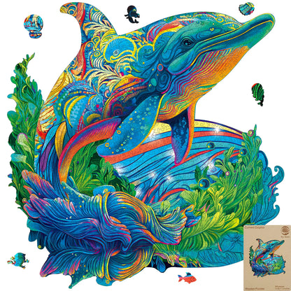 Dolphin wooden jigsaw puzzle for adults with unique shaped pieces