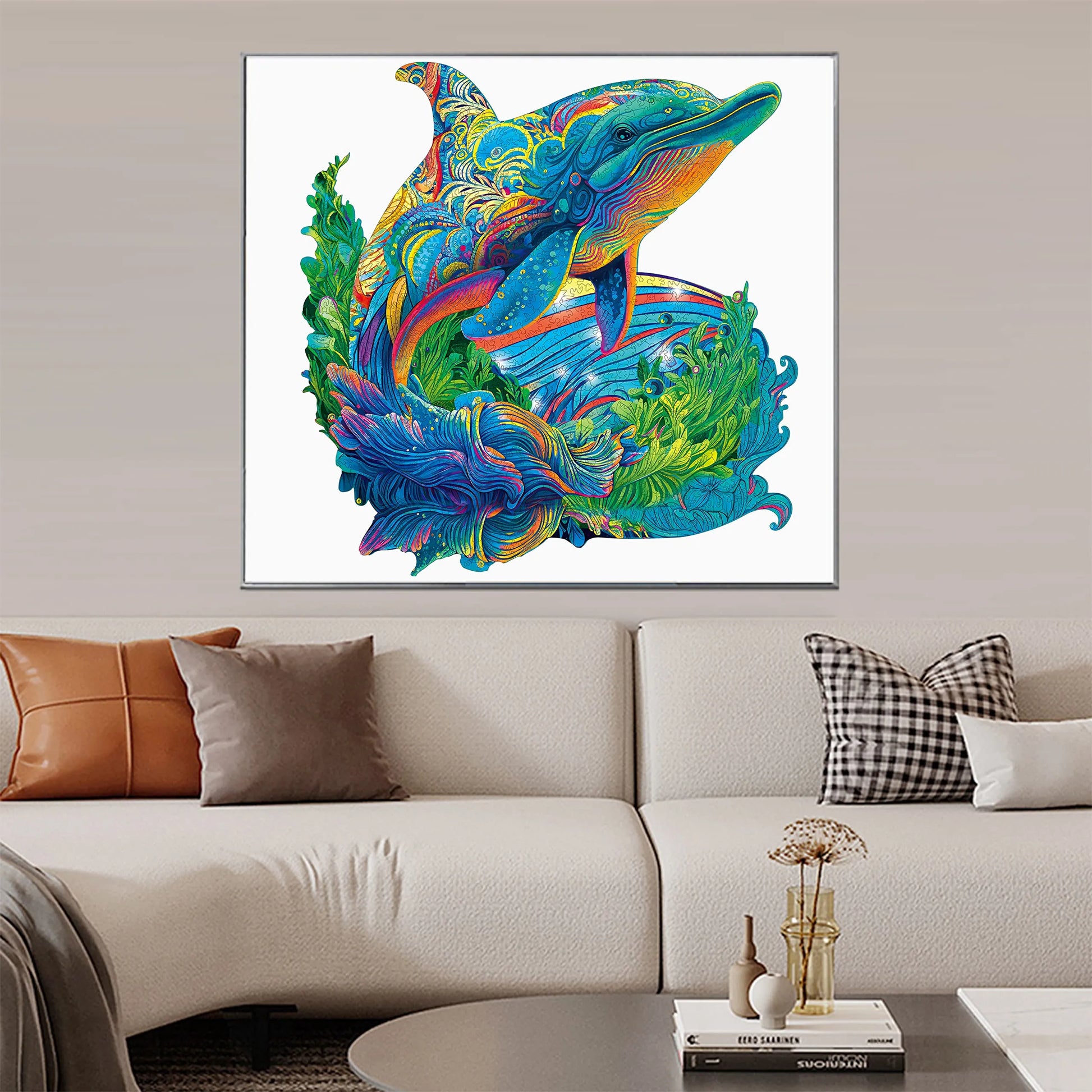 Ocean themed wooden jigsaw puzzle – dolphin design by WoodAha