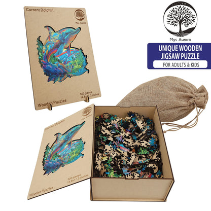 Dolphin design wooden jigsaw puzzle for adults