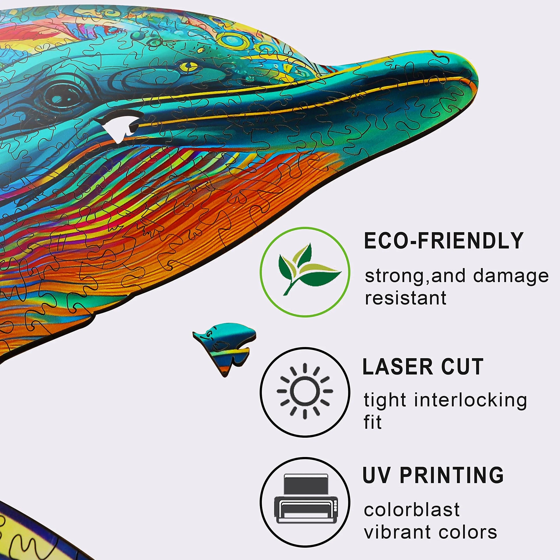 Dolphin wood puzzle for adults – 200 and 500 piece options