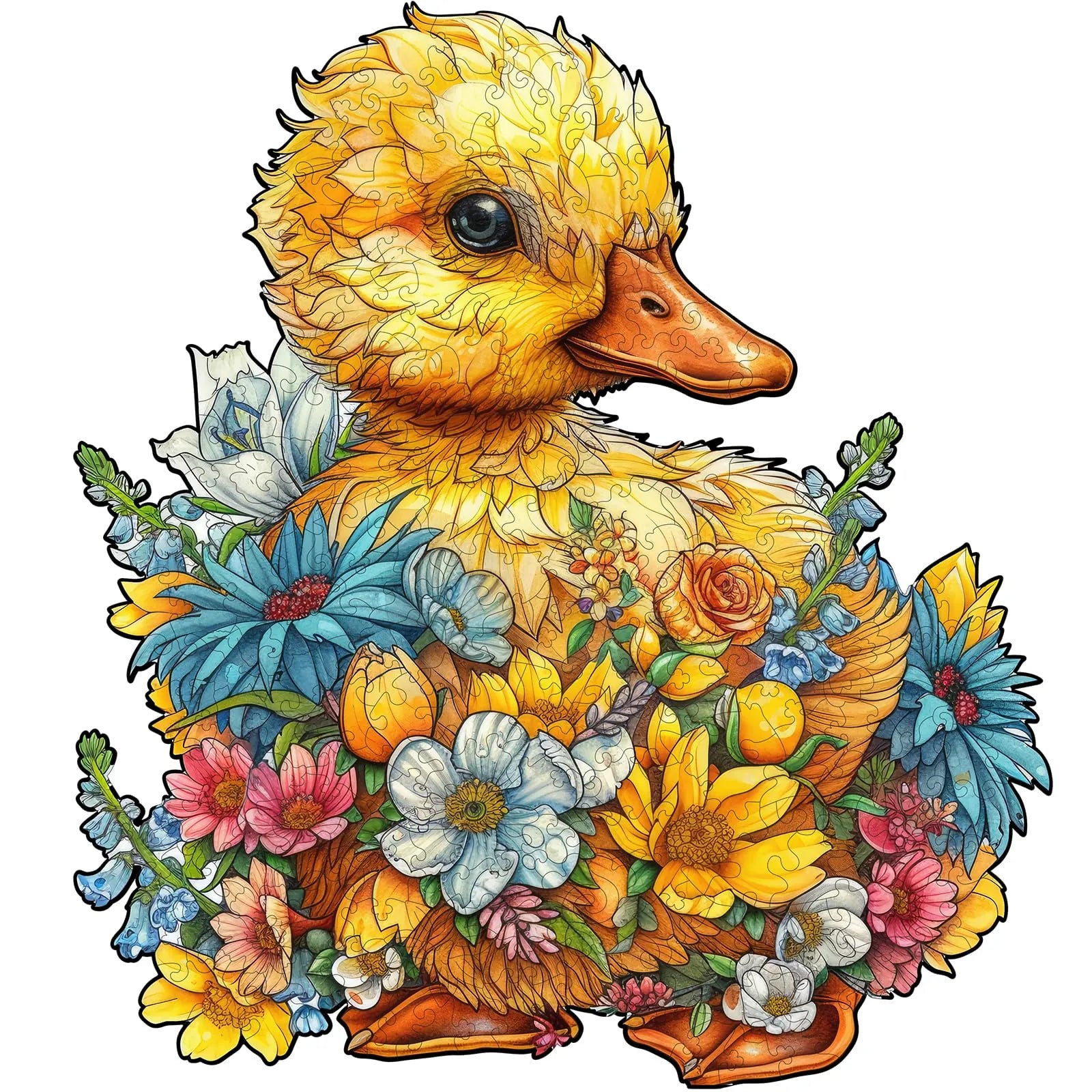 Duck wooden jigsaw puzzle for adults and kids with unique shaped pieces