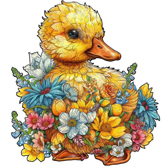 Duck wooden jigsaw puzzle for adults and kids with unique shaped pieces