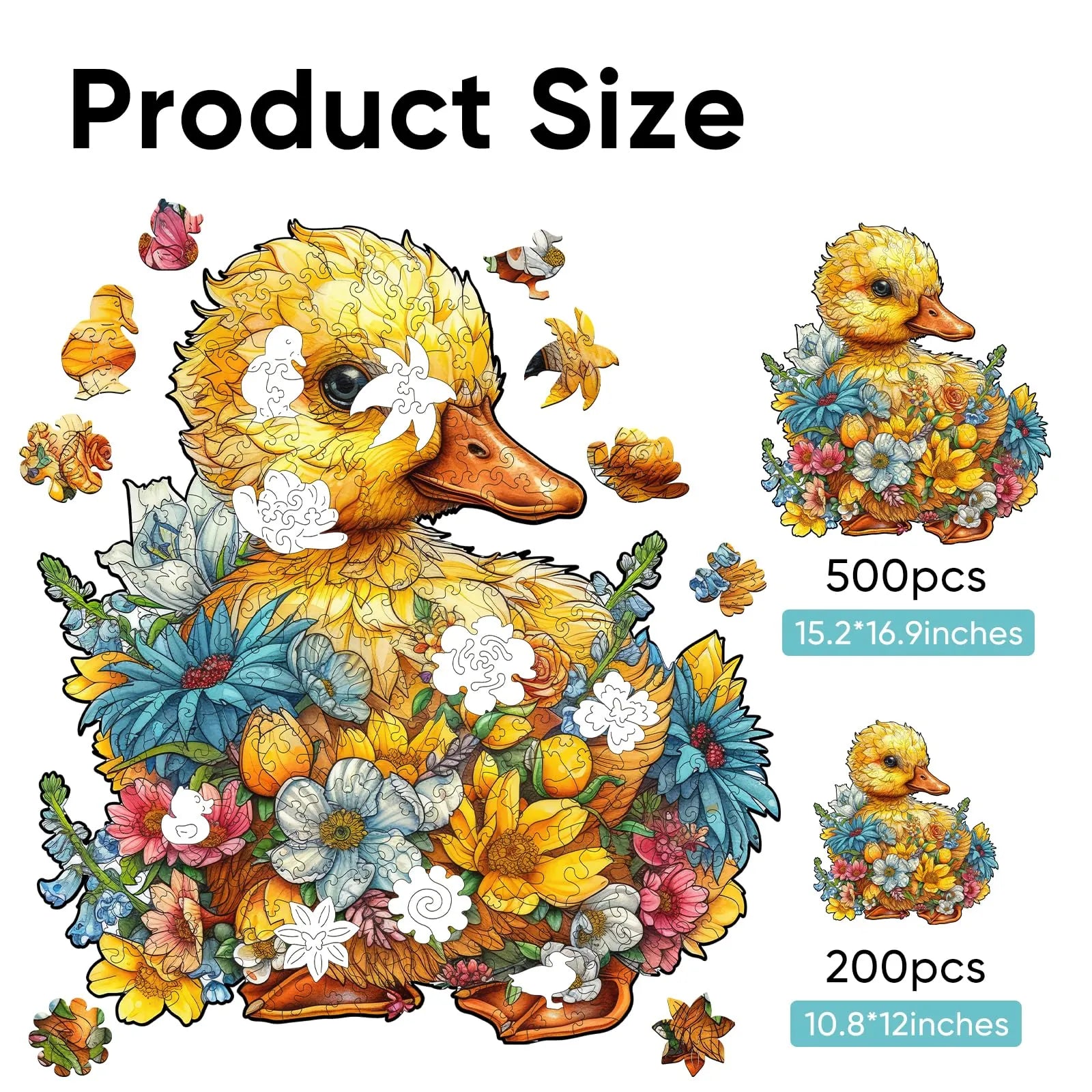 Whimsical wooden jigsaw puzzle – cheerful duck design