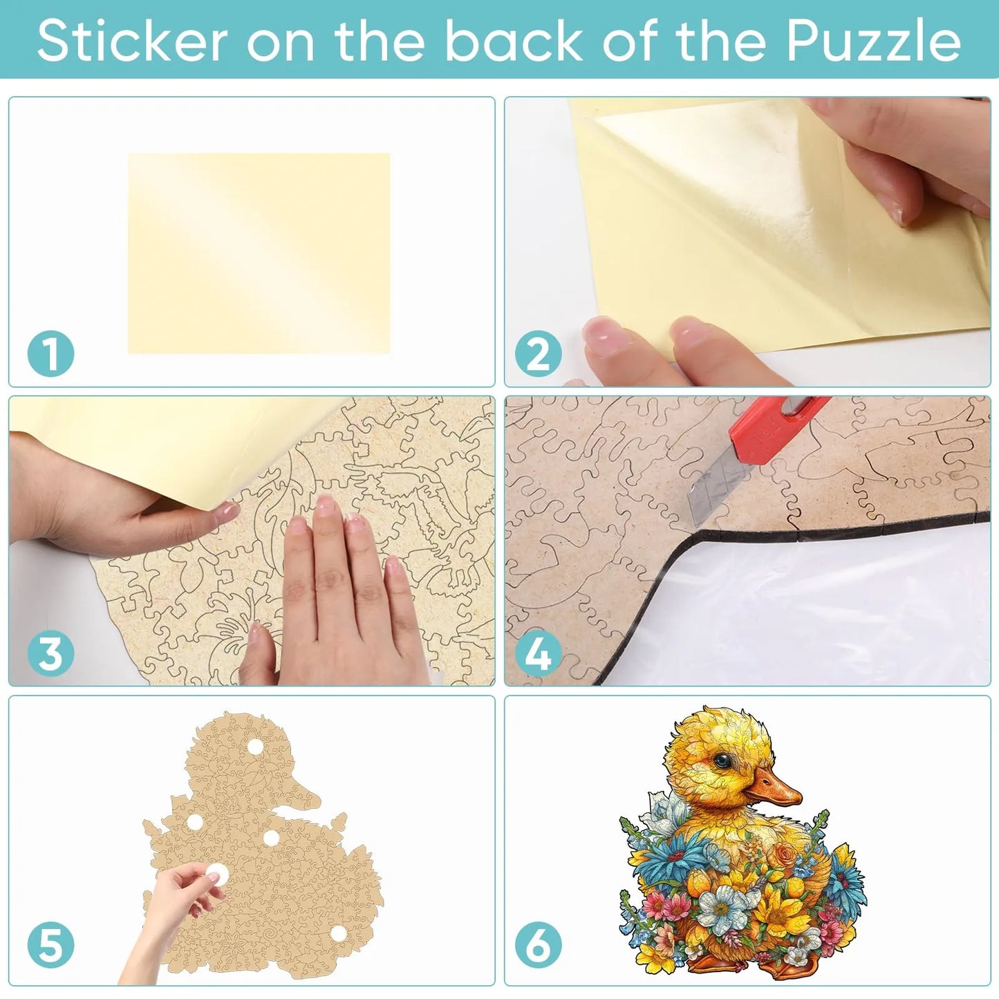 Duck wooden puzzle with laser-cut wood pieces