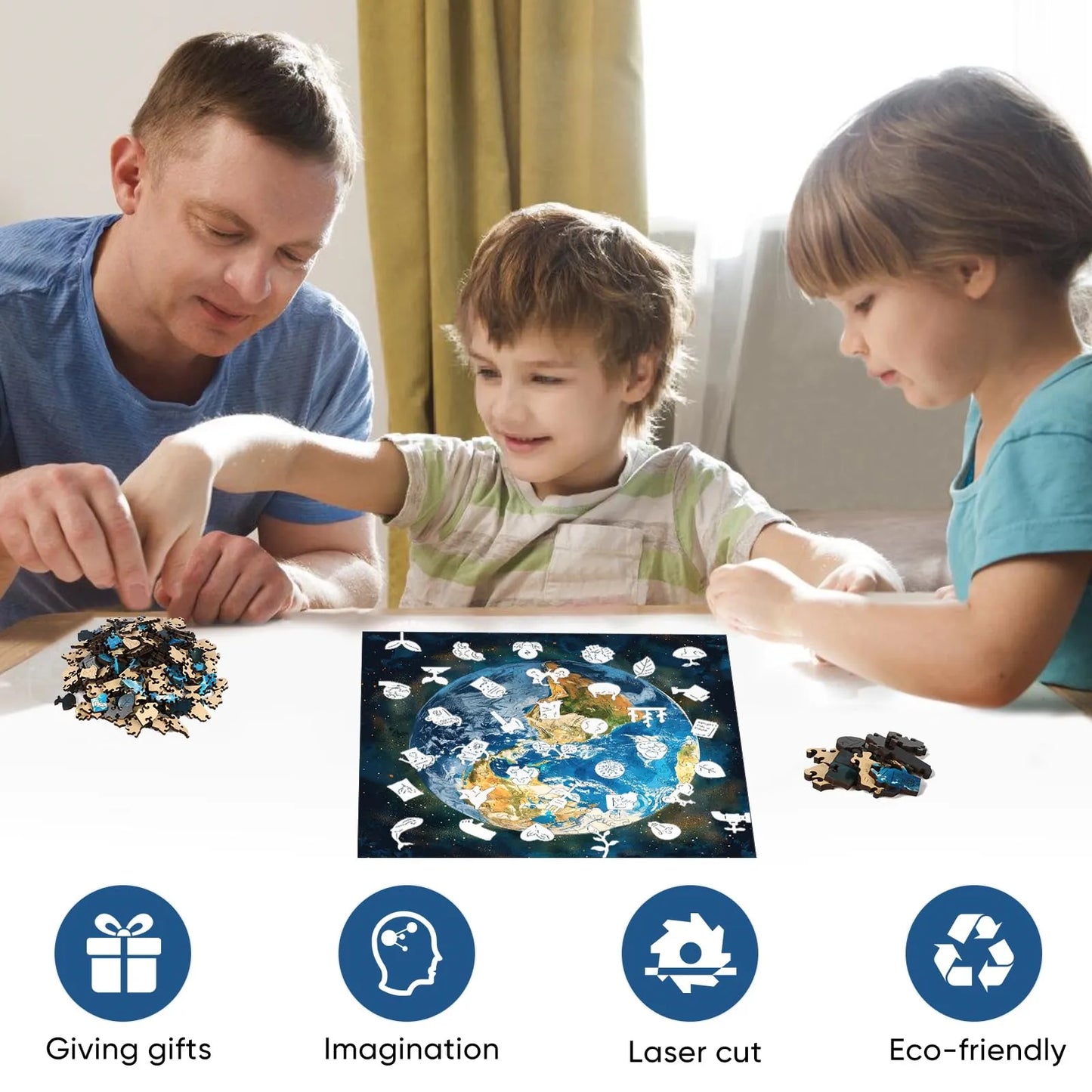 Space Earth wood puzzle for adults – 300 and 500 piece options
