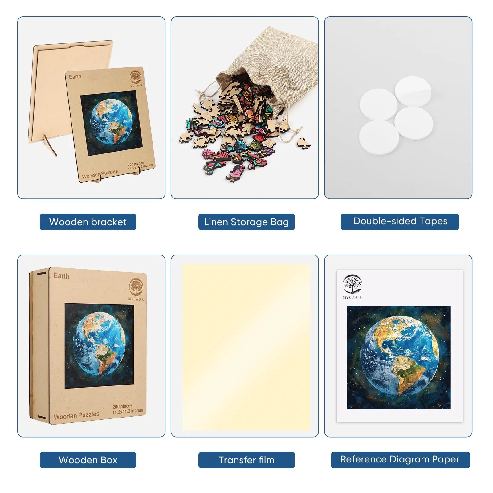 Wooden jigsaw puzzle gift – Space Earth design