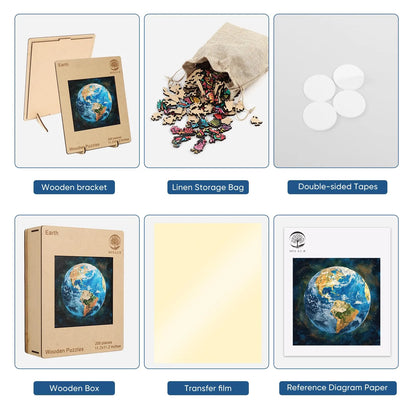 Wooden jigsaw puzzle gift – Space Earth design