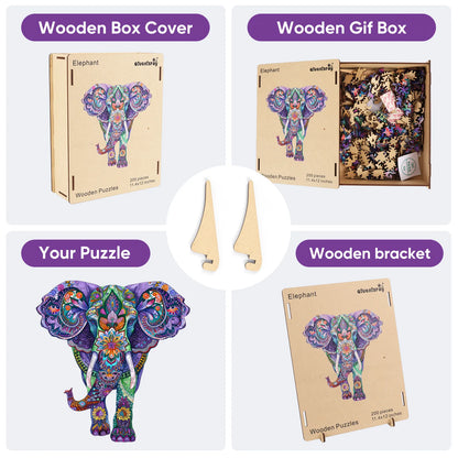 Elephant design wooden jigsaw puzzle for adults