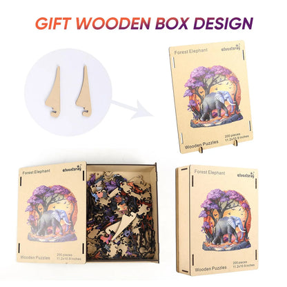 Elephant forest design wooden jigsaw puzzle for adults