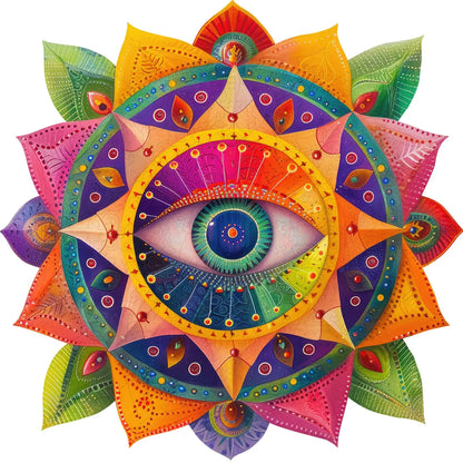 Evil Eye wooden jigsaw puzzle for adults with unique shaped pieces