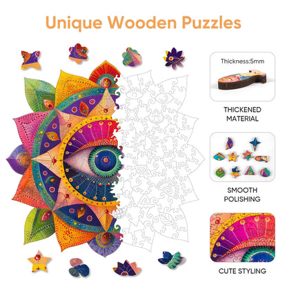 Evil Eye wooden puzzle with laser-cut wood pieces