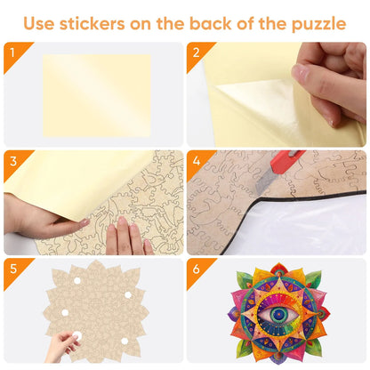 Wooden jigsaw puzzle gift – Evil Eye mystical design