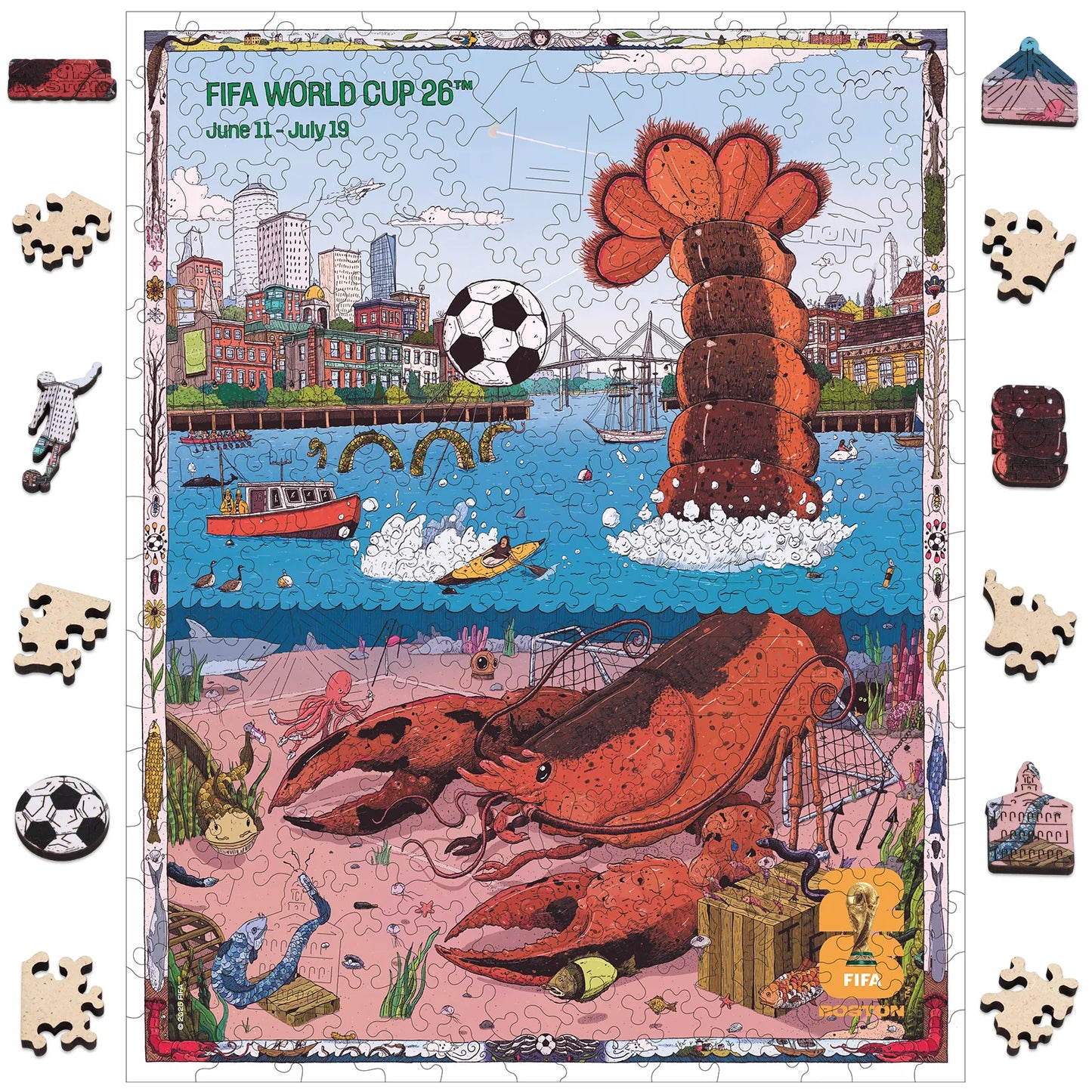 FIFA World Cup 2026 Boston poster wooden jigsaw puzzle – officially licensed