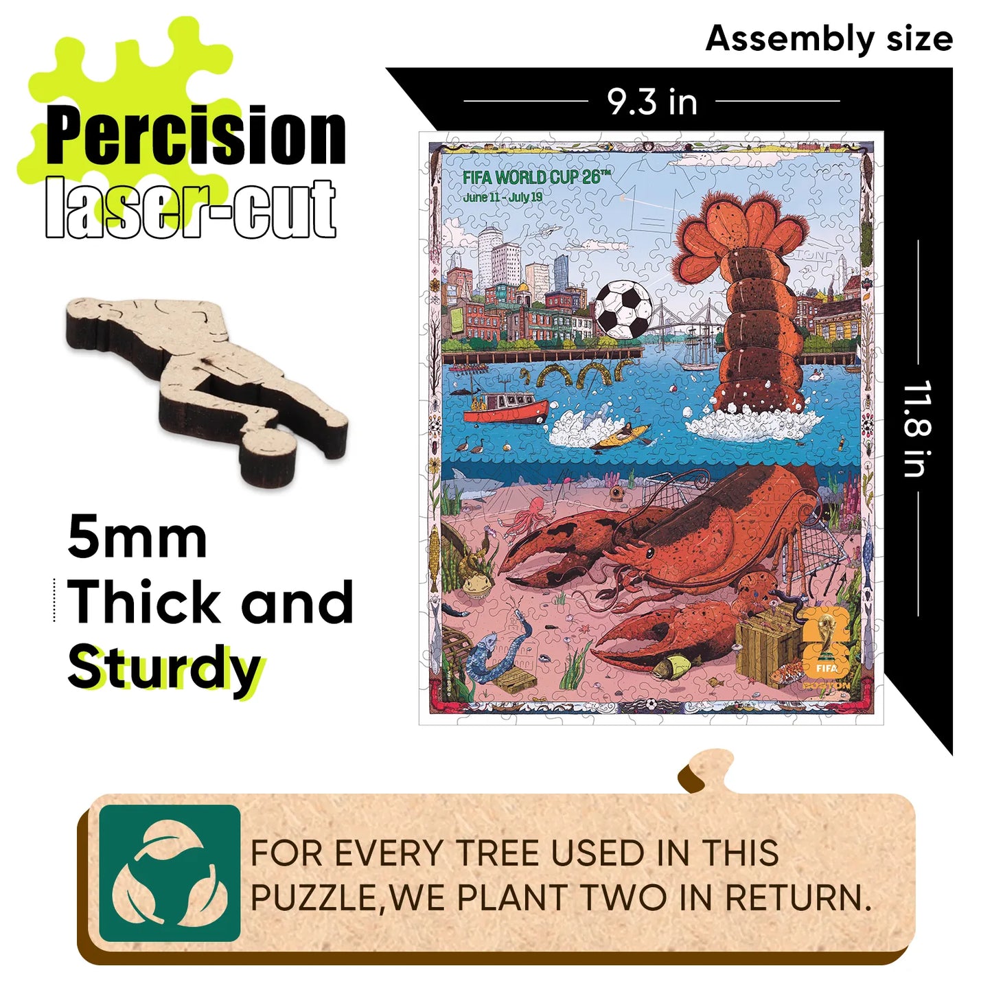 Wooden jigsaw puzzle gift – FIFA World Cup 2026 Boston