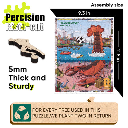 Wooden jigsaw puzzle gift – FIFA World Cup 2026 Boston