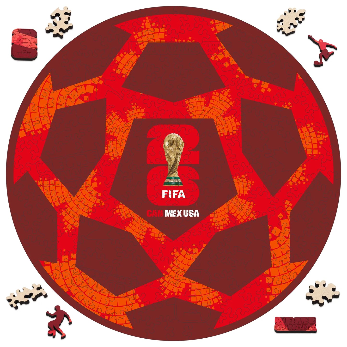FIFA World Cup 2026 Canada ball wooden jigsaw puzzle – officially licensed
