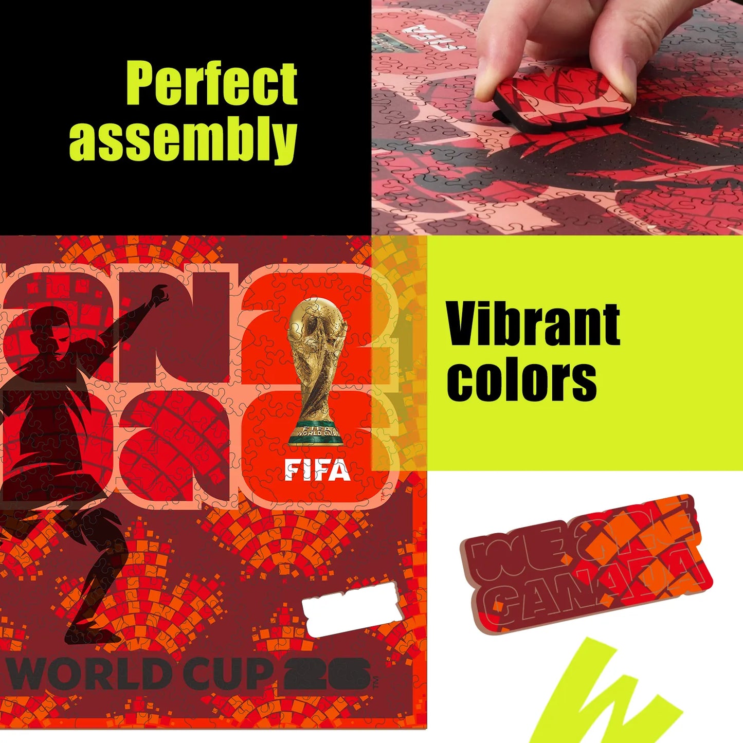 FIFA World Cup 2026 Canada host wooden puzzle with laser-cut pieces