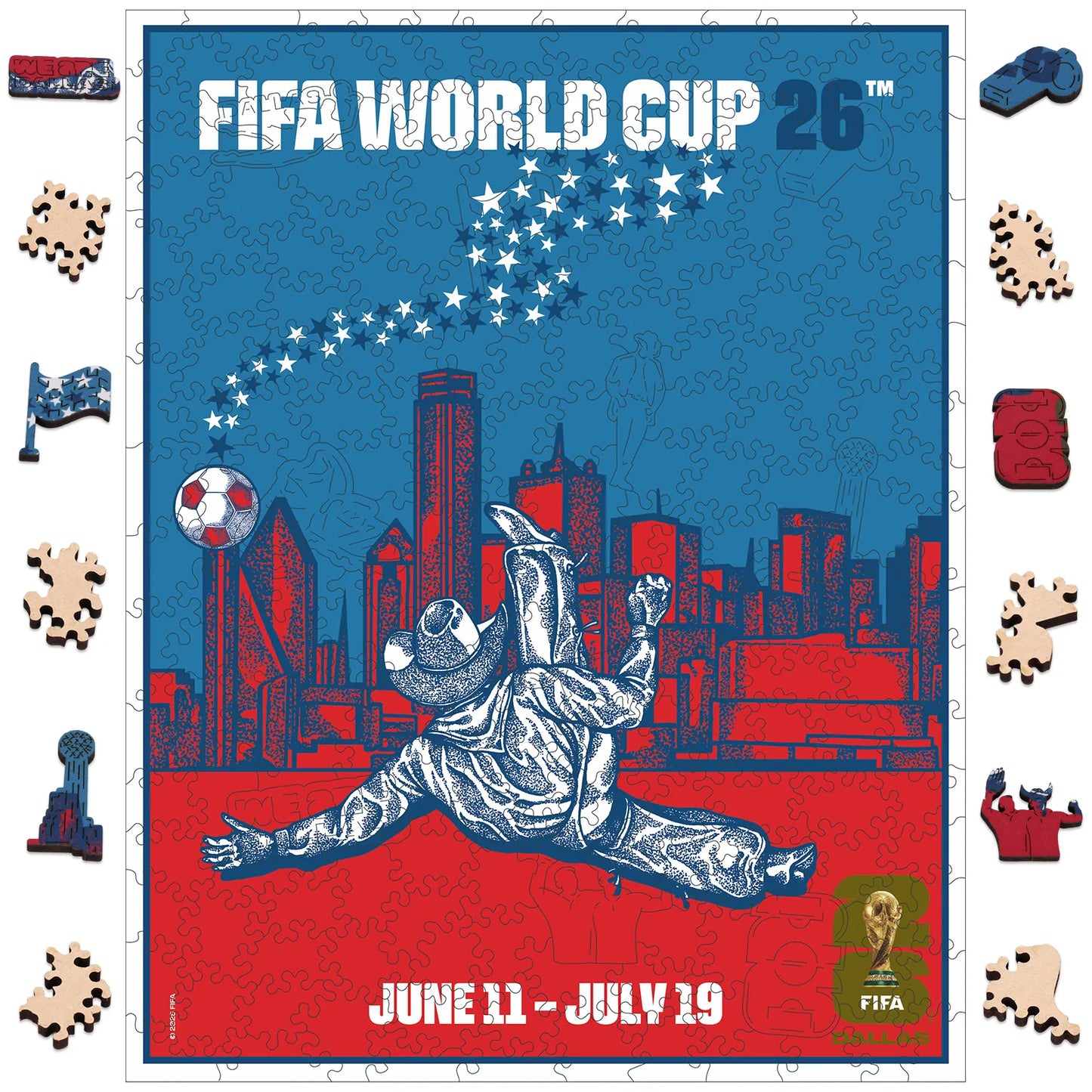 FIFA World Cup 2026 Dallas poster wooden jigsaw puzzle – officially licensed